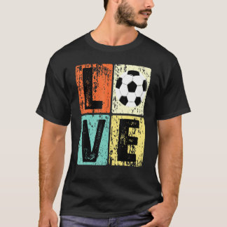 T-shirt Vintage J'Aime Le Football Pour Les Filles Femmes