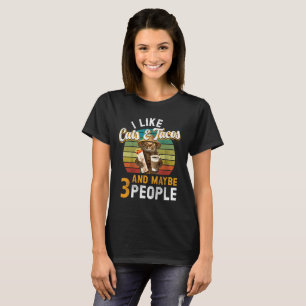 T-shirt Vintage J'aime les chats et les tacos et peut-être