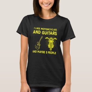 T-shirt Vintage J'Aime Les Motos Guitares Et Peut-Être 3 P