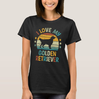 T-shirt Vintage J'aime mon Amoureux des chiens Golden Retr