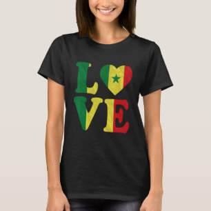 T-shirt Vintage J'aime Sénégal Drapeau Coeur des racines s