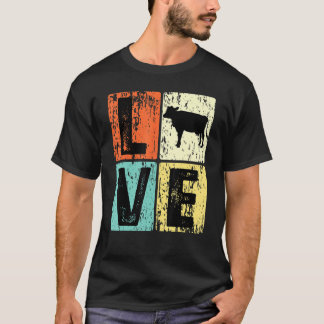 T-shirt Vintage J'aime Vache Pour Vache