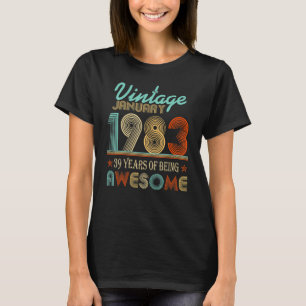 T-shirt Vintage Janvier 1983 39ème Anniversaire 39 Ans D'Ê