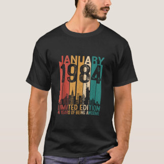 T-shirt Vintage Janvier 1984 40 Ans D'Être 40ème Bir