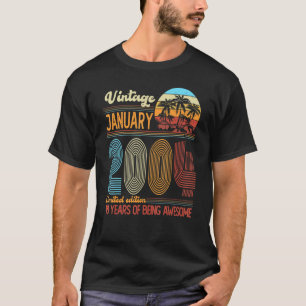 T-shirt Vintage Janvier 2004 18 Ans 18ème B Jour Décor