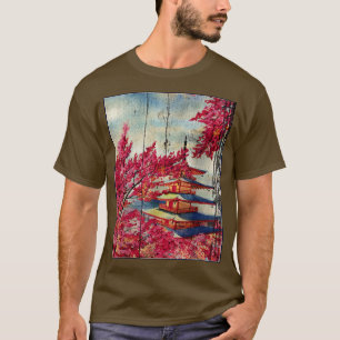T-shirt Vintage Japanese Woodblock Art Cherry Blossom Toky