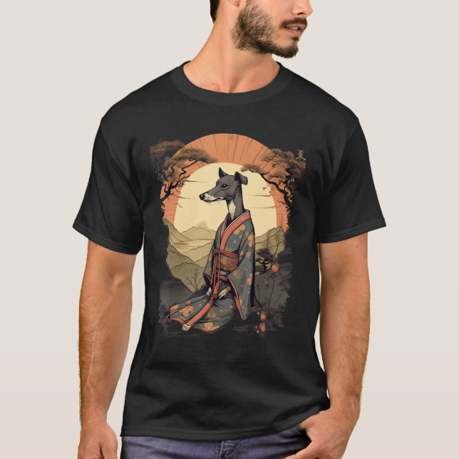 T-shirt Vintage japonais Samurai italien Greyhound Dog (Devant)