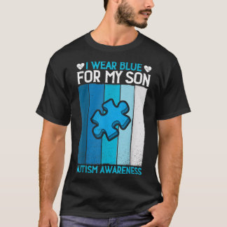 T-shirt Vintage Je Porte Du Bleu Pour Mon Fils Sensibilisa