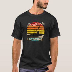 T-shirt Vintage Je préfère être Kayaking Retro Striped Sun