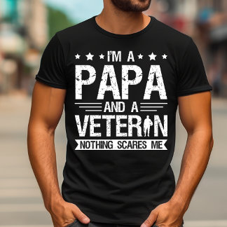 T-shirt Vintage Je suis un papa et un vétéran Rien ne me f