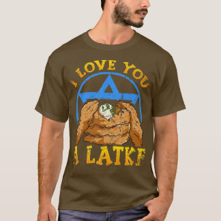 T-shirt Vintage Je T'Aime Un Latke Pun Hanoukka Jewish Cui