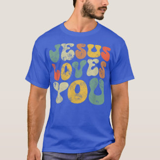 T-shirt Vintage Jésus t'aime Jésus Christian Hommes Femmes