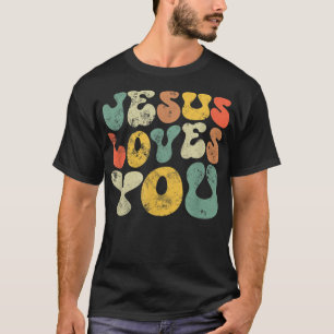 T-shirt Vintage Jésus t'aime Jésus Christian Hommes Femmes