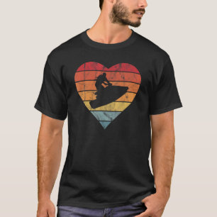 T-shirt Vintage Jet Skis Heart Retro Sunset Lake Life Eau