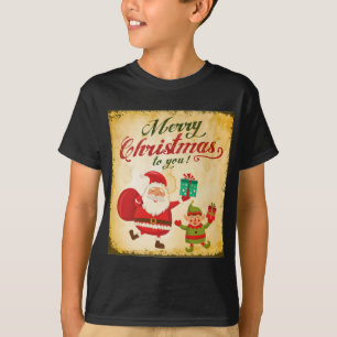 T-shirt Vintage Joyeux Noël Daning Père Noël et Elf