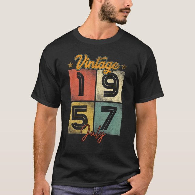 T-shirt Vintage juillet 1957 65 ans (Devant)
