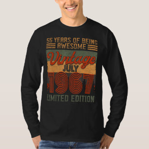 T-shirt Vintage Juillet 1967 55 Anniversaire 55 Anniversai
