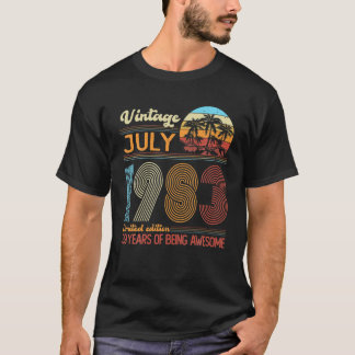 T-shirt Vintage Juillet 1983 39 Ans 39E Anniversaire Décor