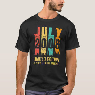 T-shirt Vintage Juillet 2008 14 Ans 14ème Anniversaire