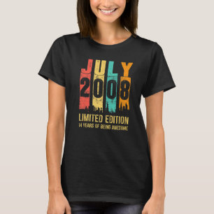 T-shirt Vintage Juillet 2008 14 Ans 14ème Anniversaire