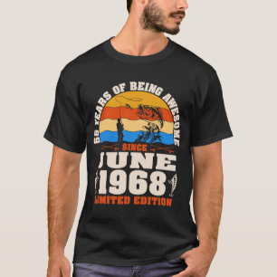T-shirt Vintage juin 1968 55 ans Pêche 55e anniversaire