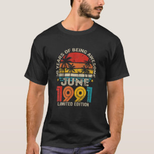 T-shirt Vintage Juin 1991 Retro 30 Ans 30E Anniversaire