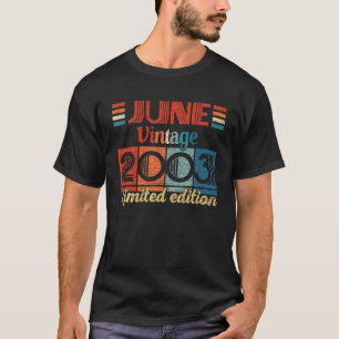 T-shirt Vintage Juin 2003 19E Anniversaire Cadeaux 19 Ans