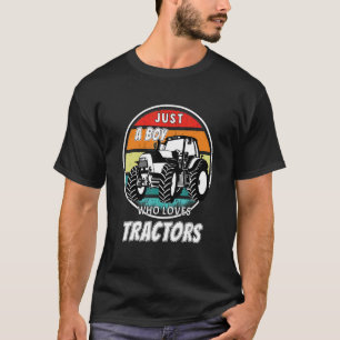 T-shirt Vintage Juste Un Garçon Qui Aime Tracteurs Farm