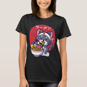 T-shirt Vintage Kawaii Anime Ramen Chat Japonais nourritur