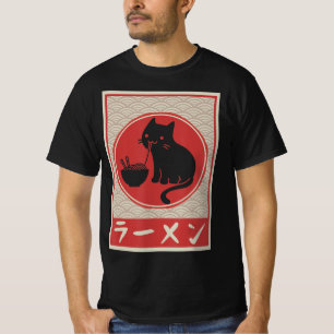 T-shirt Vintage Kawaii Cat Ramen Anime Japanese Gift Girls