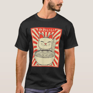 T-shirt Vintage Kawaii Chat Ramen Lover Anime Retro Japona