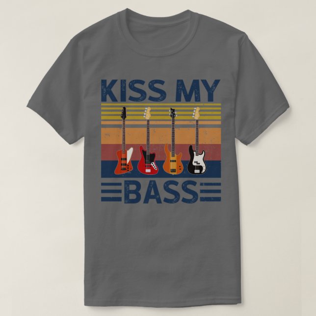 T-shirt Vintage Kiss My Bass Guitare (Design devant)