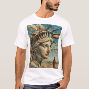 T-shirt Vintage Lady Liberty Peinture Statue de la Liberté