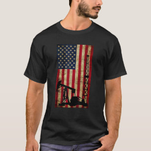 T-shirt Vintage Landman USA Flag Oil Riding Pump Gas Worke