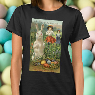 T-shirt Vintage lapin de Pâques et enfants heureux Eastert