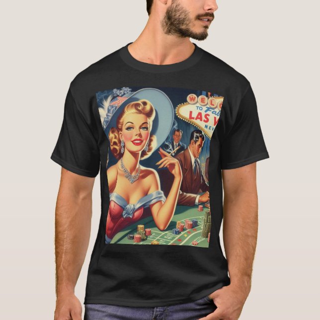 T-shirt Vintage Las Vegas Casino Pin Up (Devant)