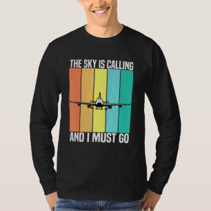 T-shirt Vintage Le Ciel Appelle Et Je Dois Aller À L'Avion