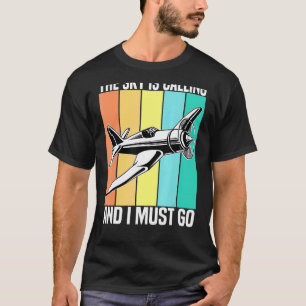 T-shirt Vintage Le Ciel Appelle Et Je Dois Aller À L'Avion