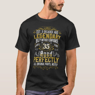 T-shirt Vintage Légendaire 35 Ans Âgé Parfaitement 35ème