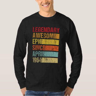 T-shirt Vintage Légendaire Épopée Awesome Depuis Avril 196