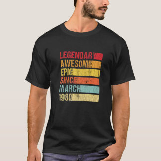 T-shirt Vintage légendaire Épopée stupéfiante depuis mars 