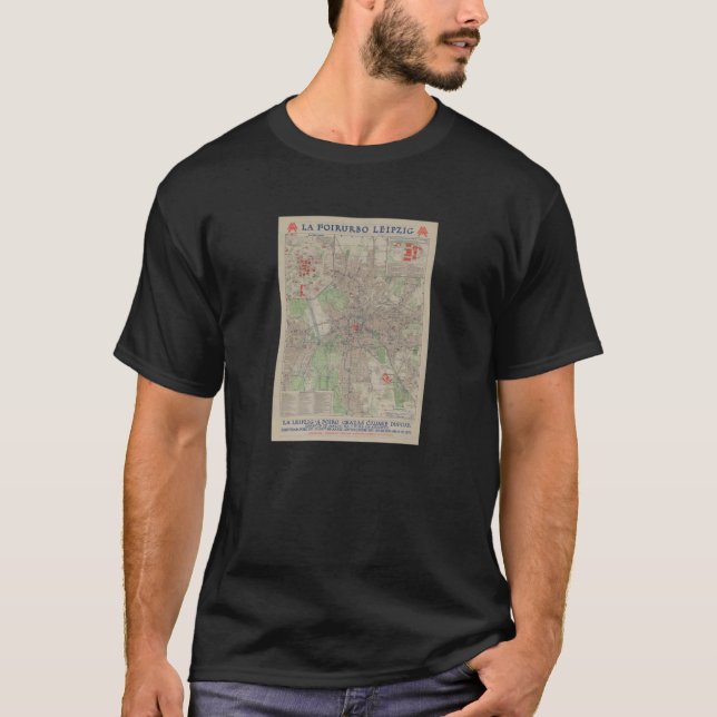 T-shirt Vintage Leipzig Germany Map 1925 (Devant)