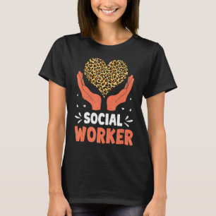 T-shirt Vintage Leopard Heart Social Worker Pédagogie