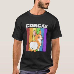T-shirt Vintage LGBT Gay pride Rainbow Drapeau Corgi Corga