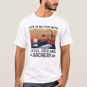 T-shirt Vintage Life est meilleur avec le café, les chats