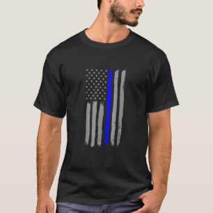 T-shirt Vintage Ligne Bleue Mince Chemise Police Support U