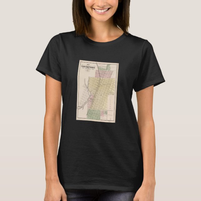 T-shirt Vintage Lockport IL Map 1873 (Devant)