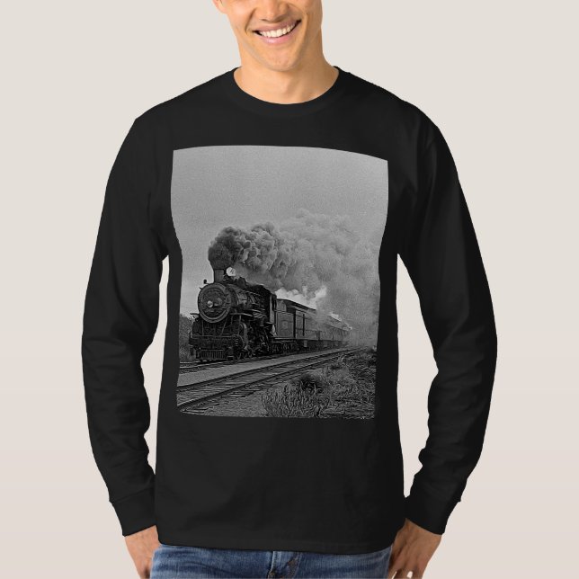 T-shirt Vintage Locomotive Train Steam Engine (Devant)