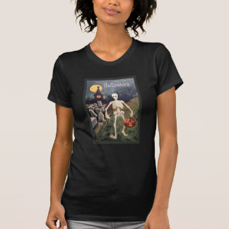 T-shirt Vintage Look Skeleton transportant Citrouille effr