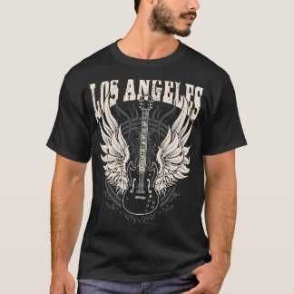 T-shirt Vintage Los Angeles California Guitare Wings Rock 